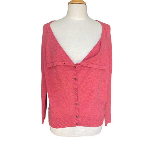 Eileen Fisher Organic Cotton Slouchy Cardigan Button Cowl Neck Barbiecore  -PS - Picture 6 of 14